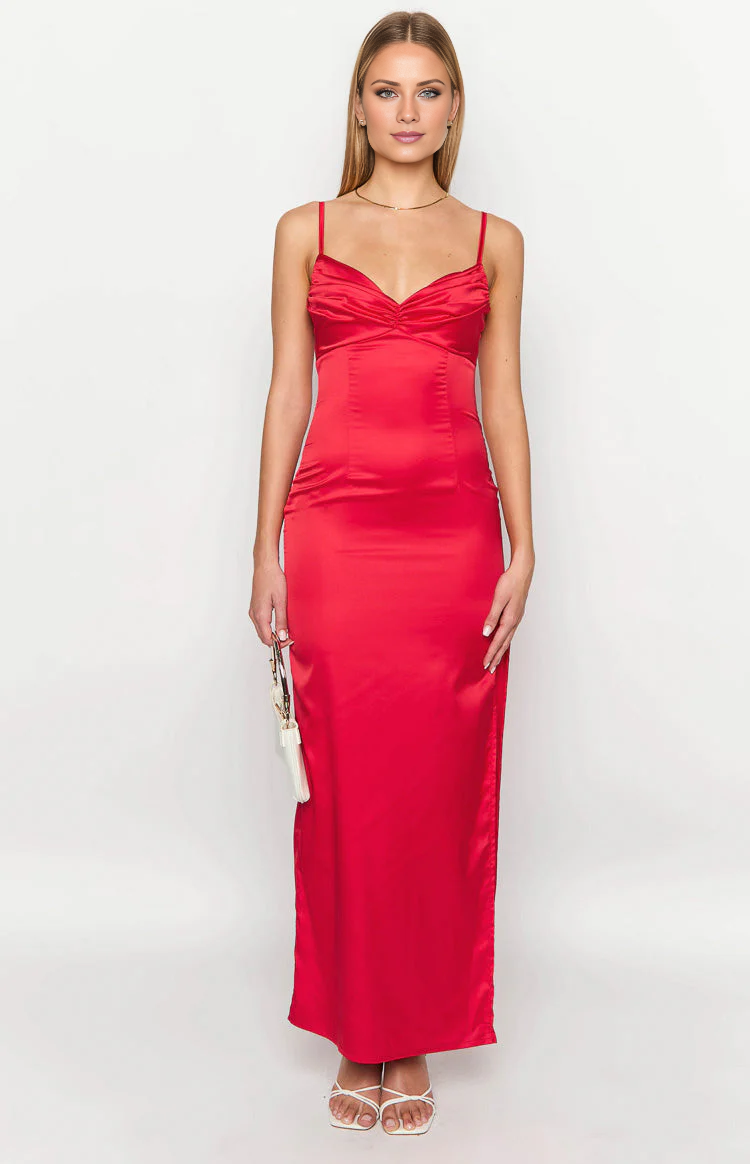 Teal Satin Sweetheart Floor-Length Evening Dress