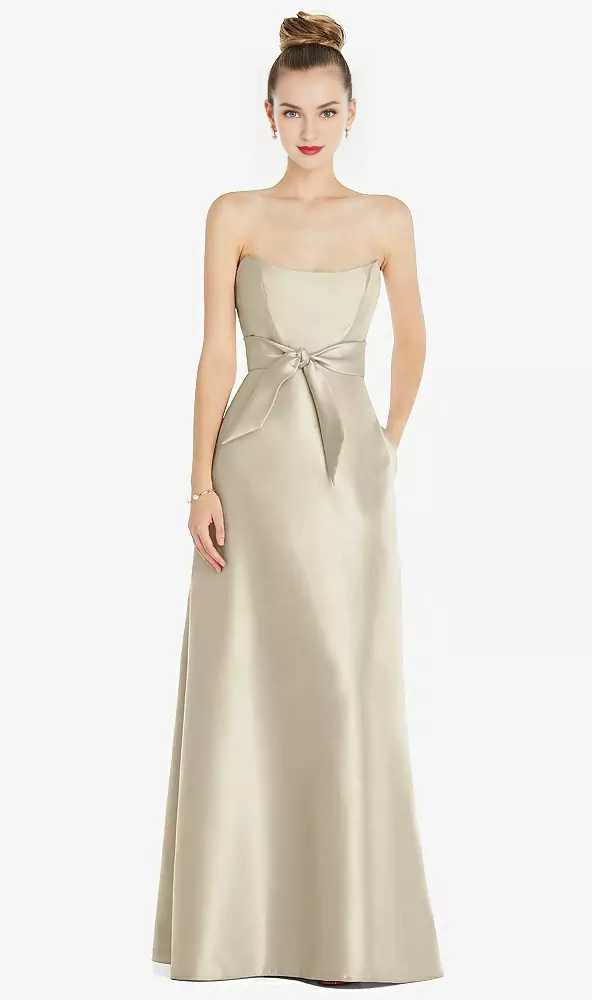 Mini waist belt Basque collar strapless satin Prom dress