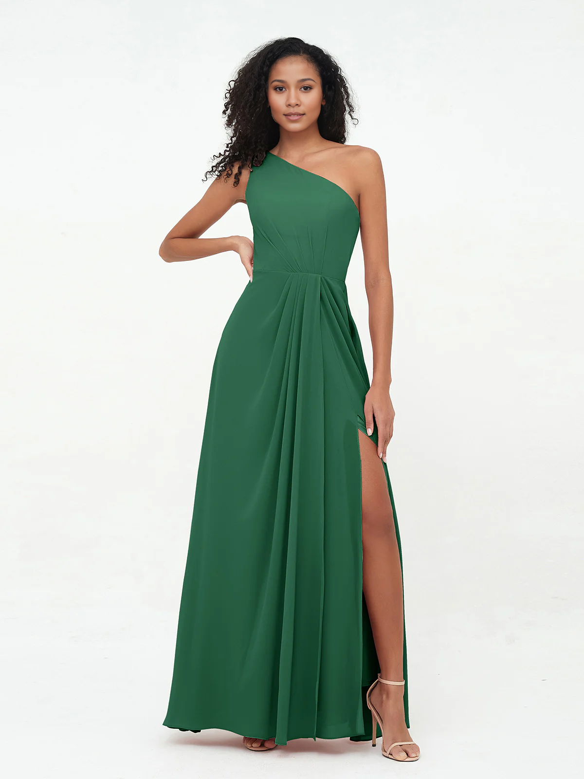 Dark Navy Chiffon A-Line Floor-Length Bridesmaid Dress