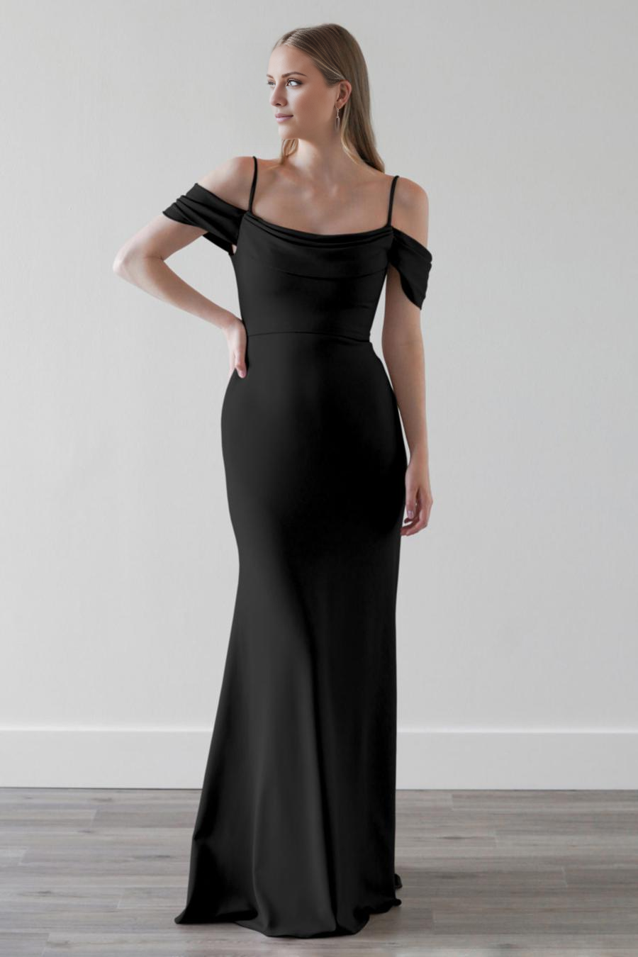 Vestido de noche Jimiss con tirantes finos, cremallera trasera expuesta y largo hasta el suelo