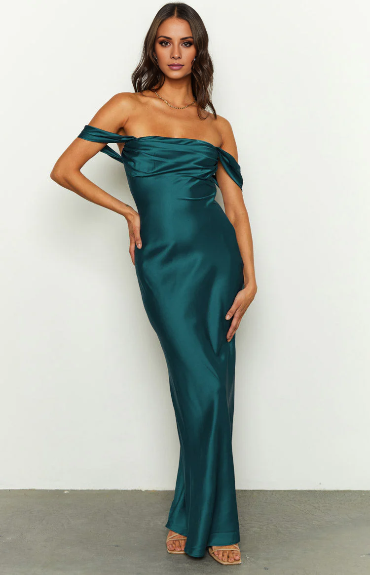 Vestido de fiesta largo de satén sin mangas, minimalista, con hombros descubiertos y espalda descubierta de Jimiss 