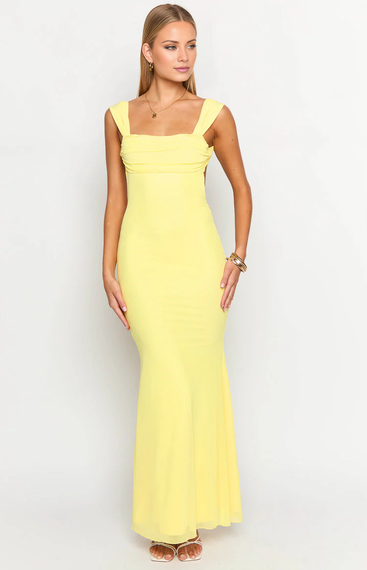 Vestido de fiesta Jimiss con escote cuadrado, hombros descubiertos, sin mangas, espalda descubierta y largo hasta el suelo