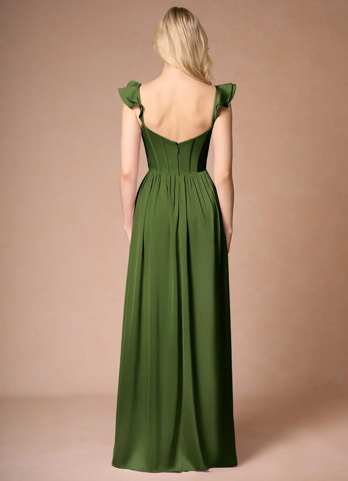 Vestido de fiesta Jimiss de corte A con hombros descubiertos, abertura lateral, espalda descubierta y largo hasta el suelo 