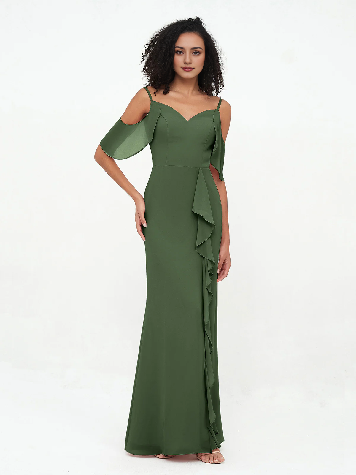 Vestido Cloumn con abertura y tirantes finos