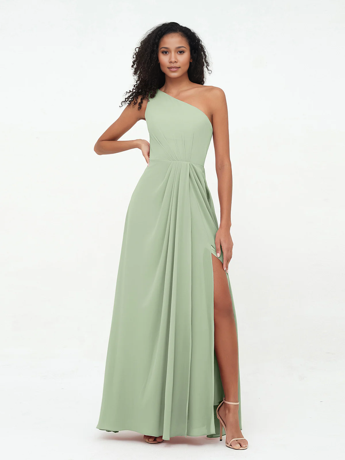 Dark Navy Chiffon A-Line Floor-Length Bridesmaid Dress