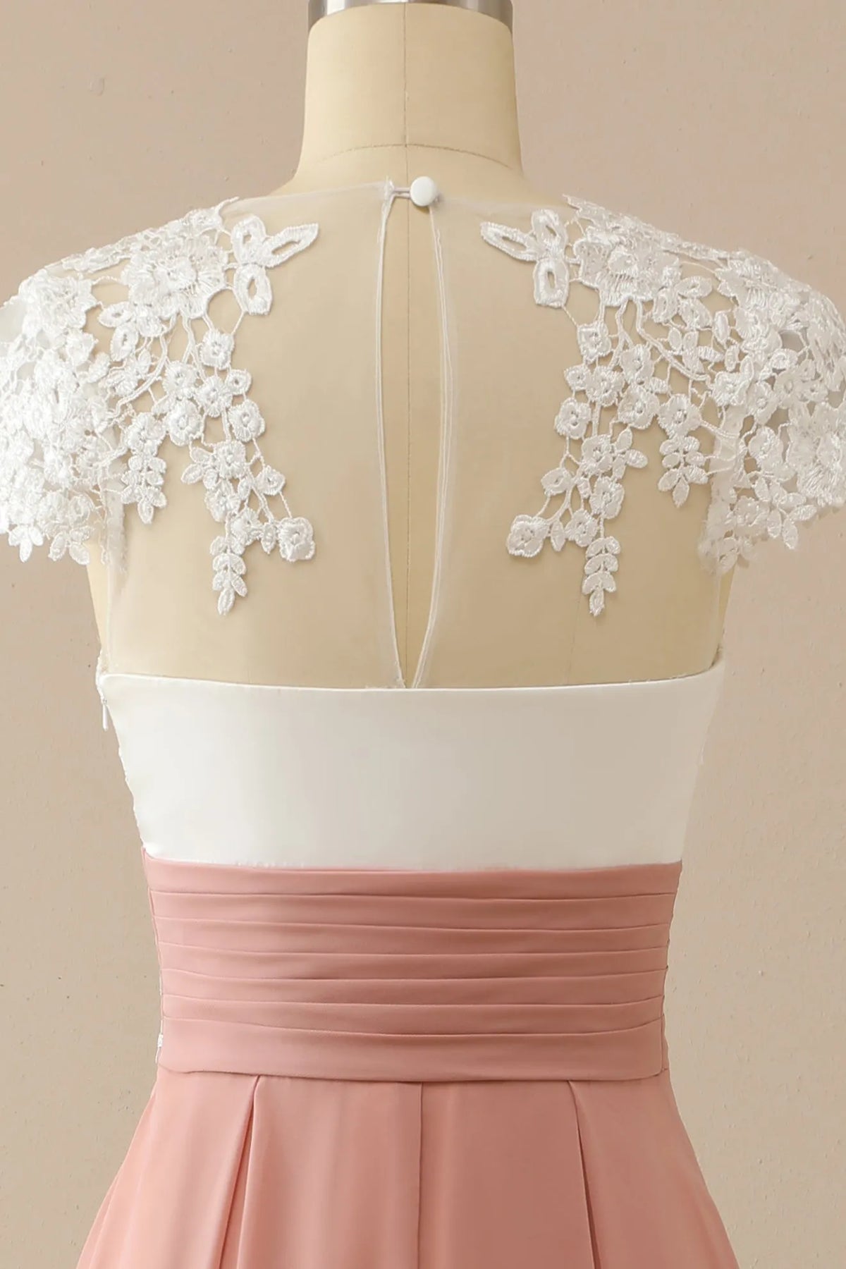 Blushing Pink A-Line Tea-Length Bridesmaid Dress
