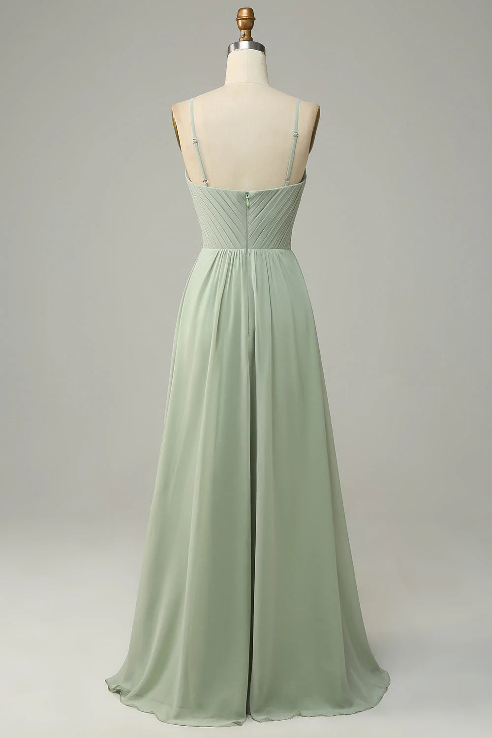 Dusty Sage Chiffon A-Line Floor-Length Bridesmaid Dress with Sweetheart Neckline