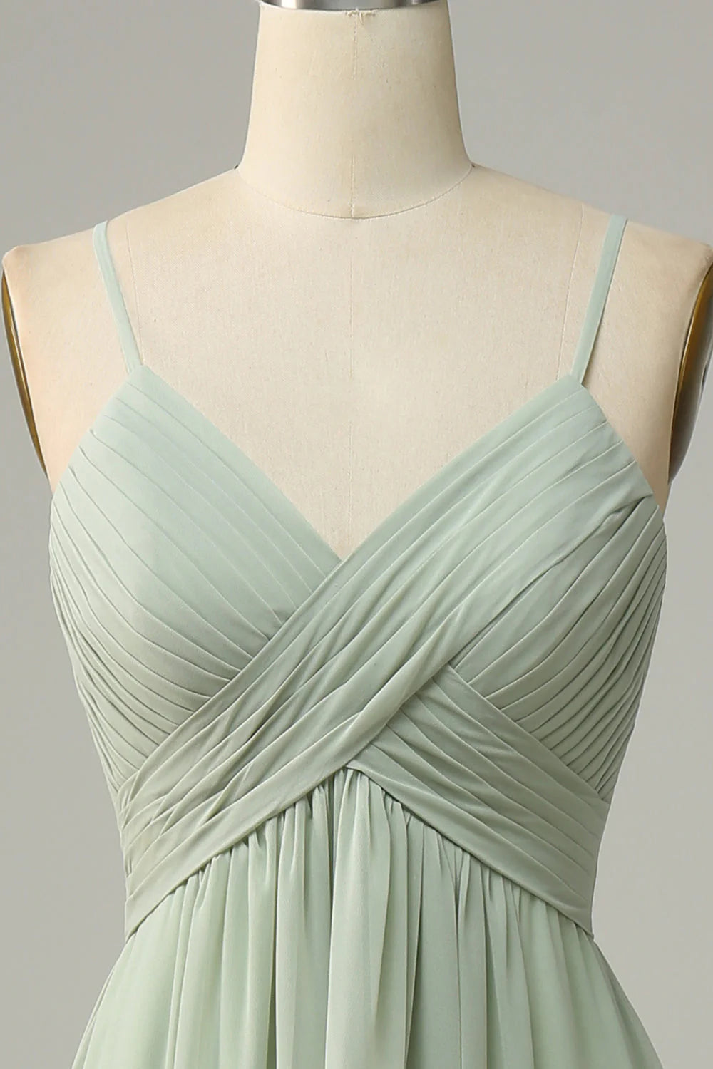 Dusty Sage Chiffon A-Line Floor-Length Bridesmaid Dress with Sweetheart Neckline
