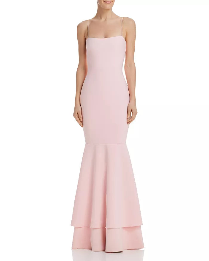 Off shoulder mermaid slim shoulder strap backless and floor length evening dress