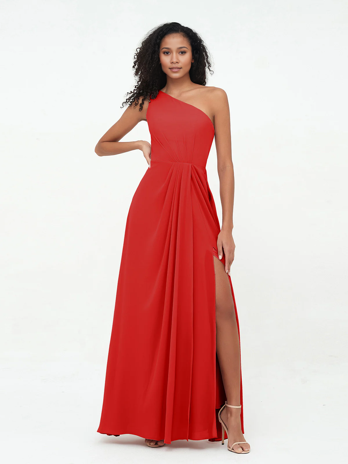 Dark Navy Chiffon A-Line Floor-Length Bridesmaid Dress