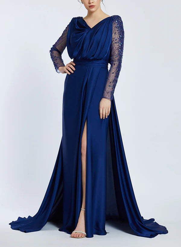 Vestidos de madre de la novia con corte A/princesa y escote en V