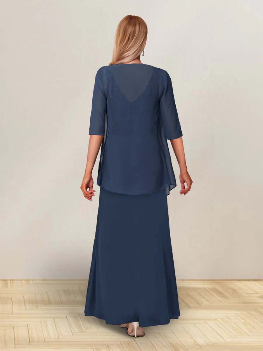 Abito da sposa a trapezio, senza maniche, a forma di foglia di loto, lunghezza laterale, per la madre della sposa 