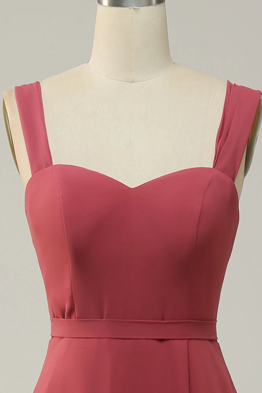 Burgundy A-Line Chiffon Floor-Length Bridesmaid Dress with Sweetheart Neckline and High Slit