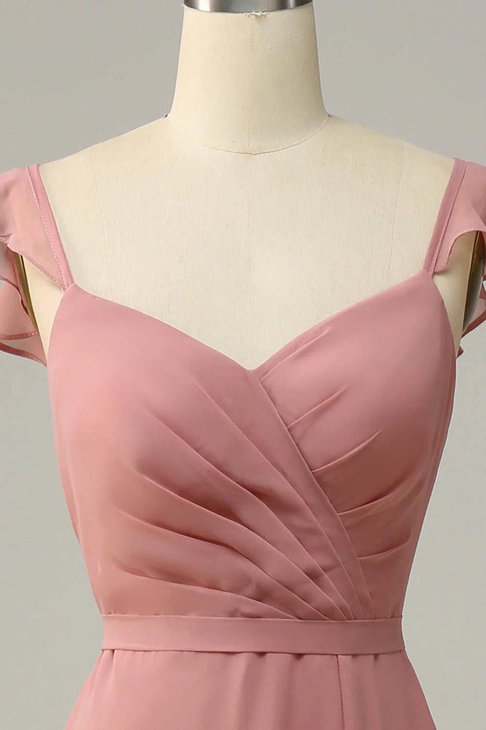 Blushing Pink Chiffon A-Line Sweetheart Floor-Length Bridesmaid Dress
