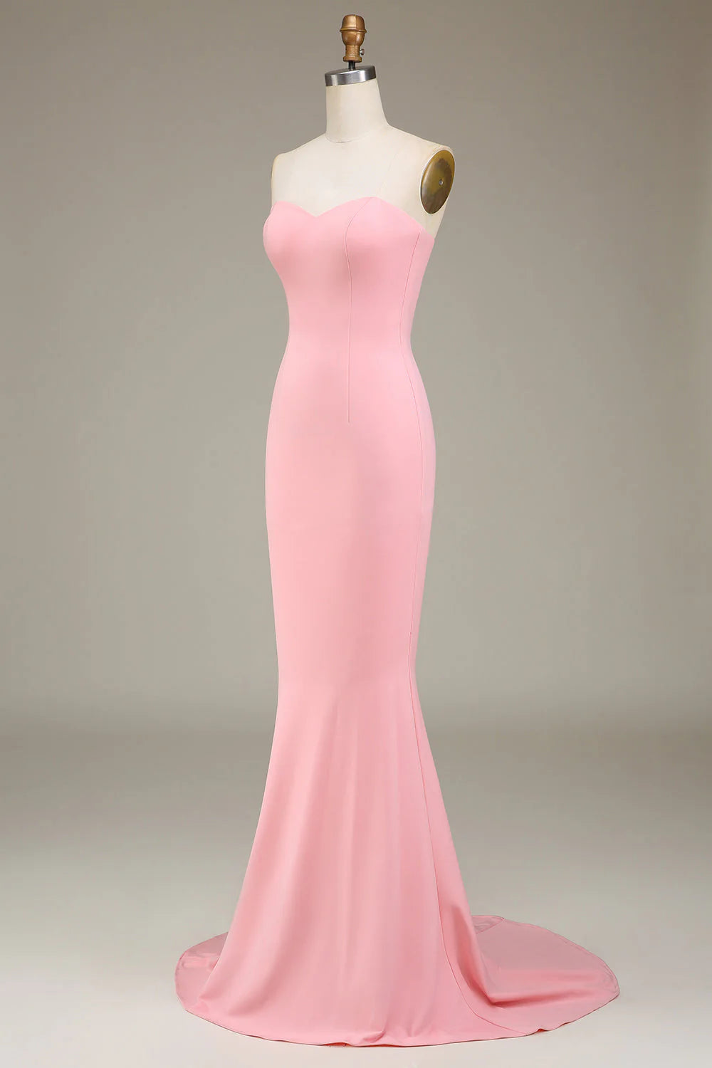 Blushing Pink Crepe Mermaid Sweetheart Floor-Length Bridesmaid Dress