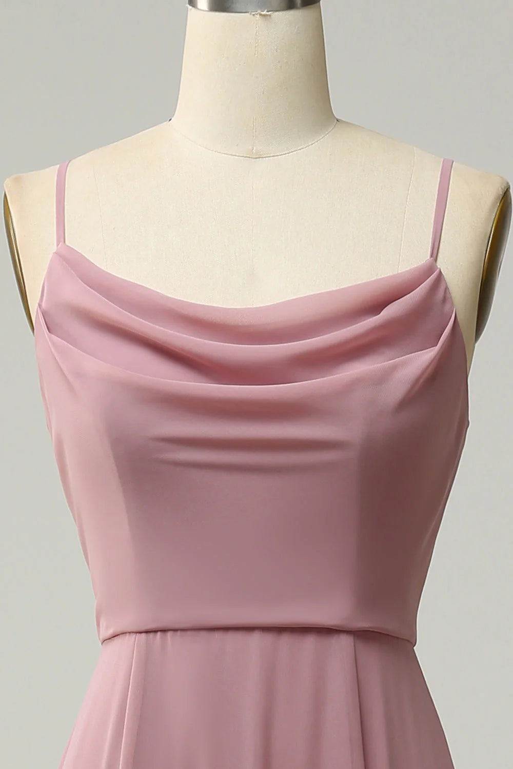 Vestido de dama de honor largo sin mangas con corte A y tirantes finos