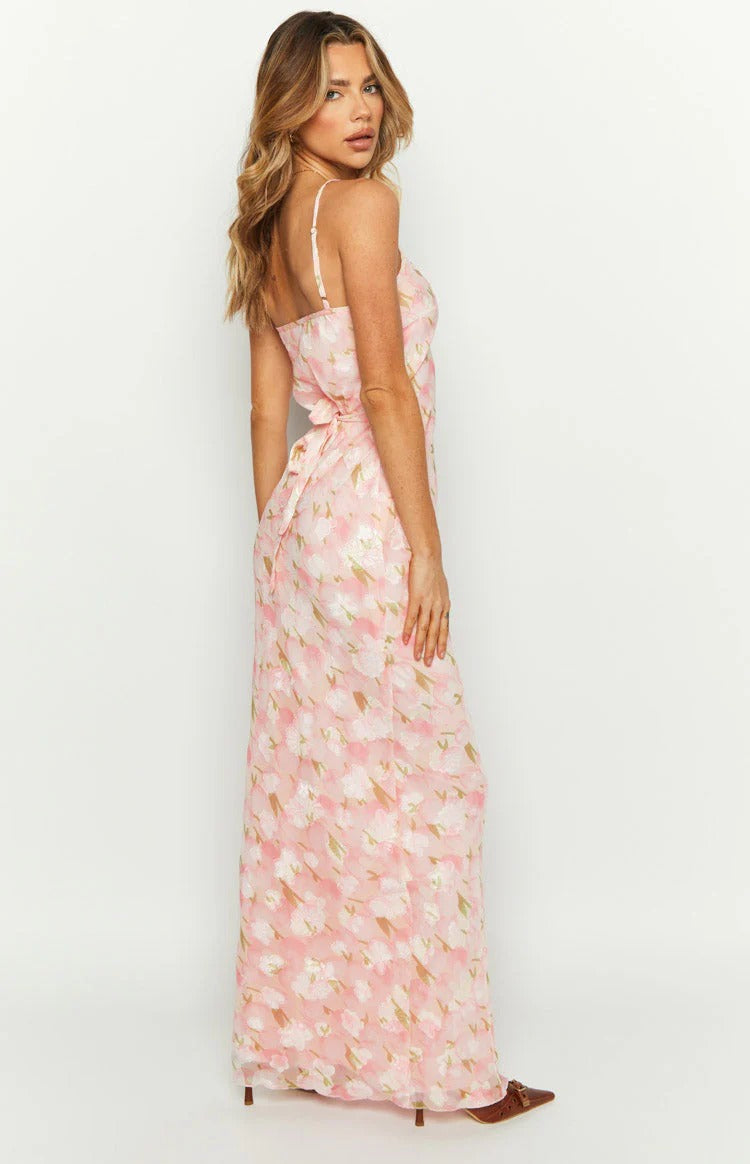 Adjustable Spaghetti Straps Back Tie Formal Dress with Mermaid Hem