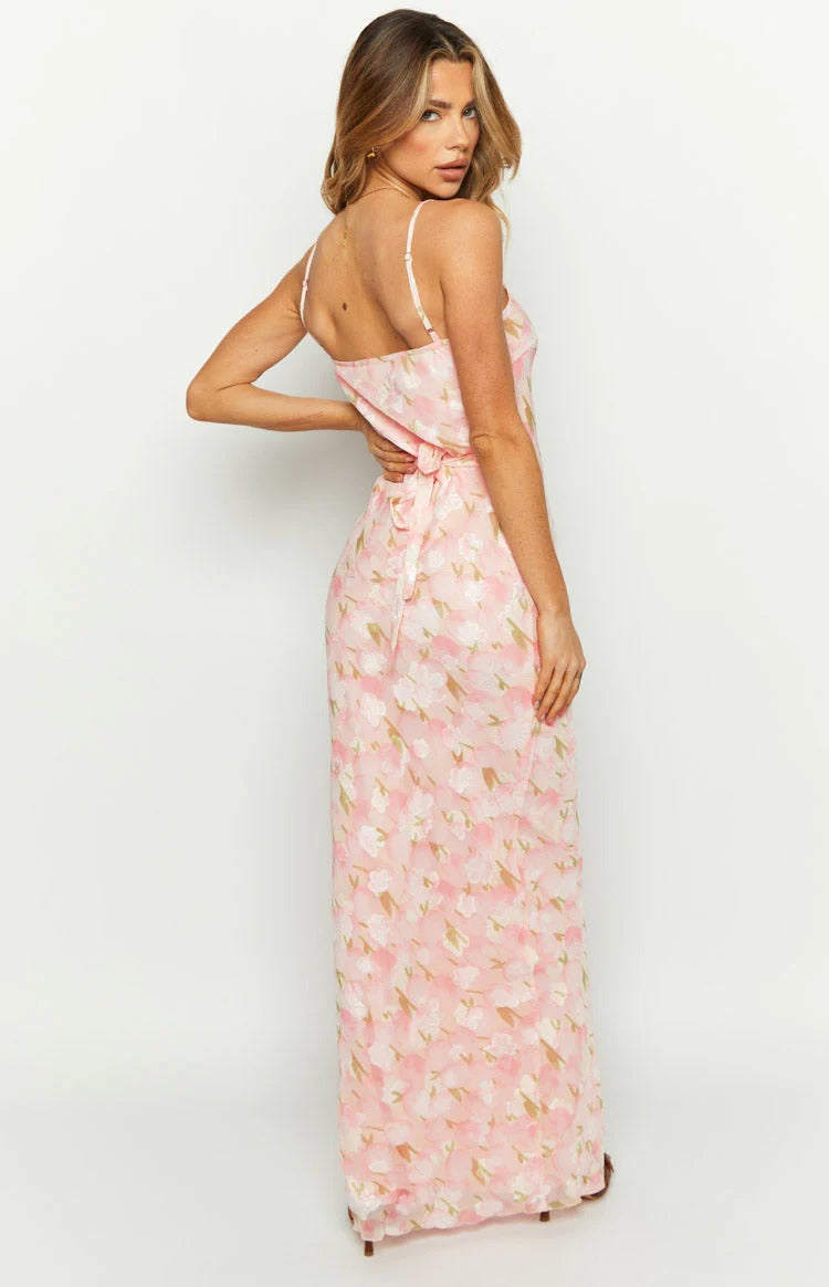Adjustable Spaghetti Straps Back Tie Formal Dress with Mermaid Hem