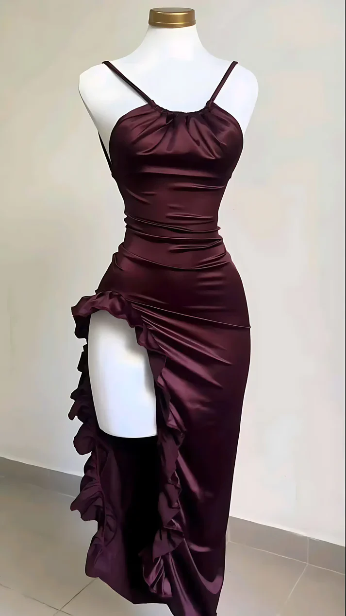 Alluring Mermaid Halter Neck Sleeveless Open Back High Slit Floor Length Evening Dress