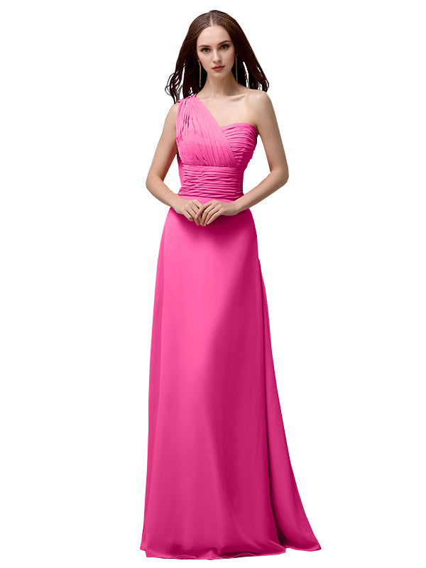 Vestidos de dama de honor únicos, sin mangas, con un solo hombro, sin tirantes, corte A y largo hasta el suelo