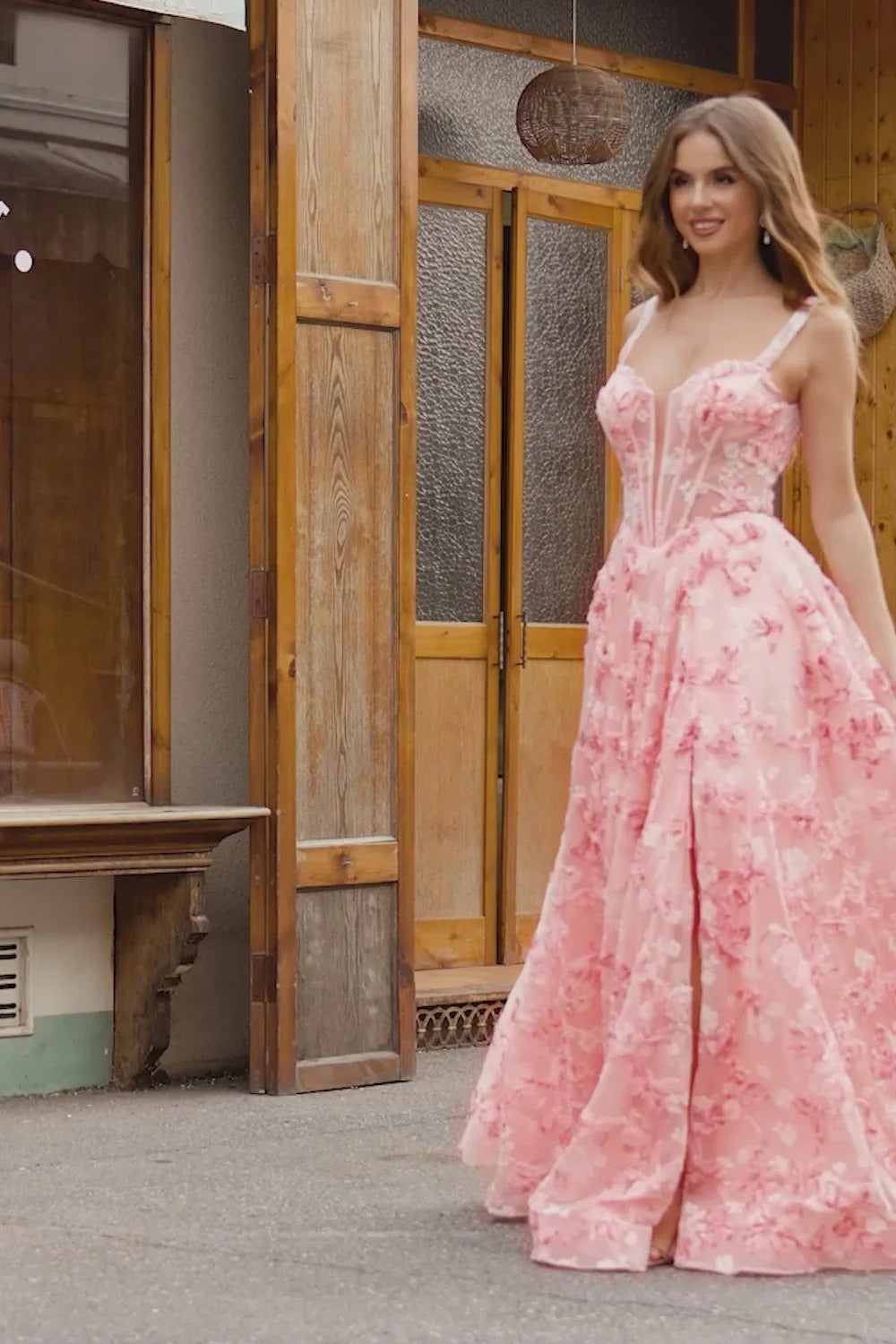 Blushing Pink Embroidered Tulle Sweetheart A-Line Floor-Length Evening Dress