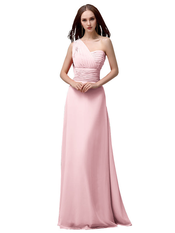 Vestidos de dama de honor únicos, sin mangas, con un solo hombro, sin tirantes, corte A y largo hasta el suelo