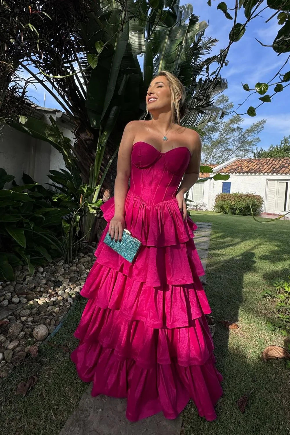 Pink Satin A-Line Floor-Length Sweetheart Gown