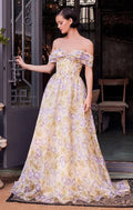 Butter Chiffon A-Line Floor-Length Bridesmaid Dress with Off-the-Shoulder & Back Zip
