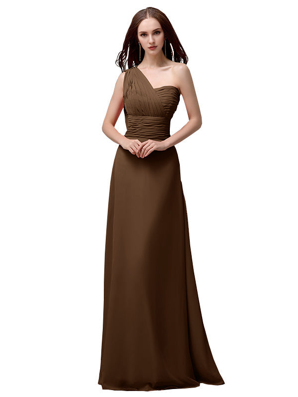 Vestidos de dama de honor únicos, sin mangas, con un solo hombro, sin tirantes, corte A y largo hasta el suelo