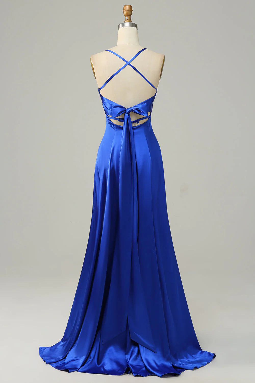 Royal Blue Satin A-Line Floor-Length Bridesmaid Dress