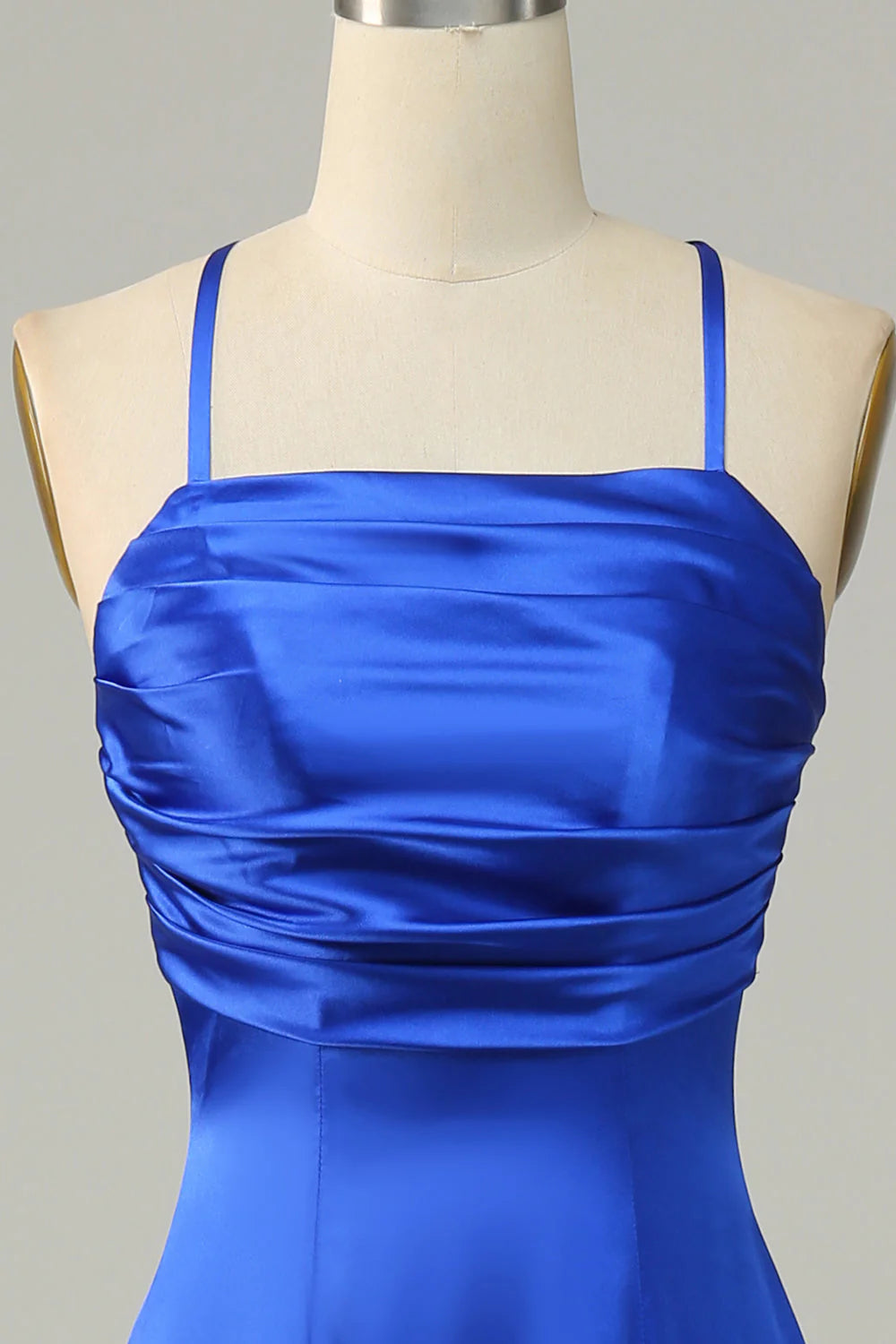 Royal Blue Satin A-Line Floor-Length Bridesmaid Dress