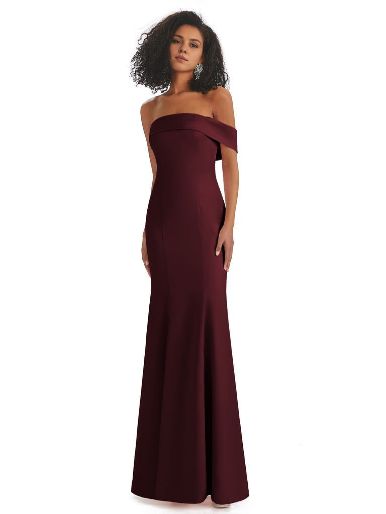 Vestidos de dama de honor de sirena con abertura lateral, sin mangas, de satén suave y sexy, únicos, de un solo hombro