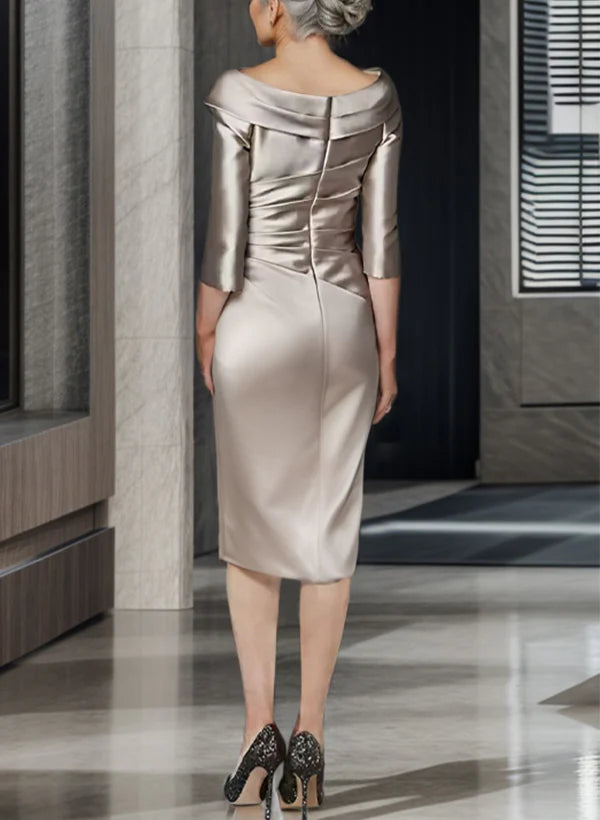 Vestido de madre de la novia de corte recto y ajustado con hombros descubiertos