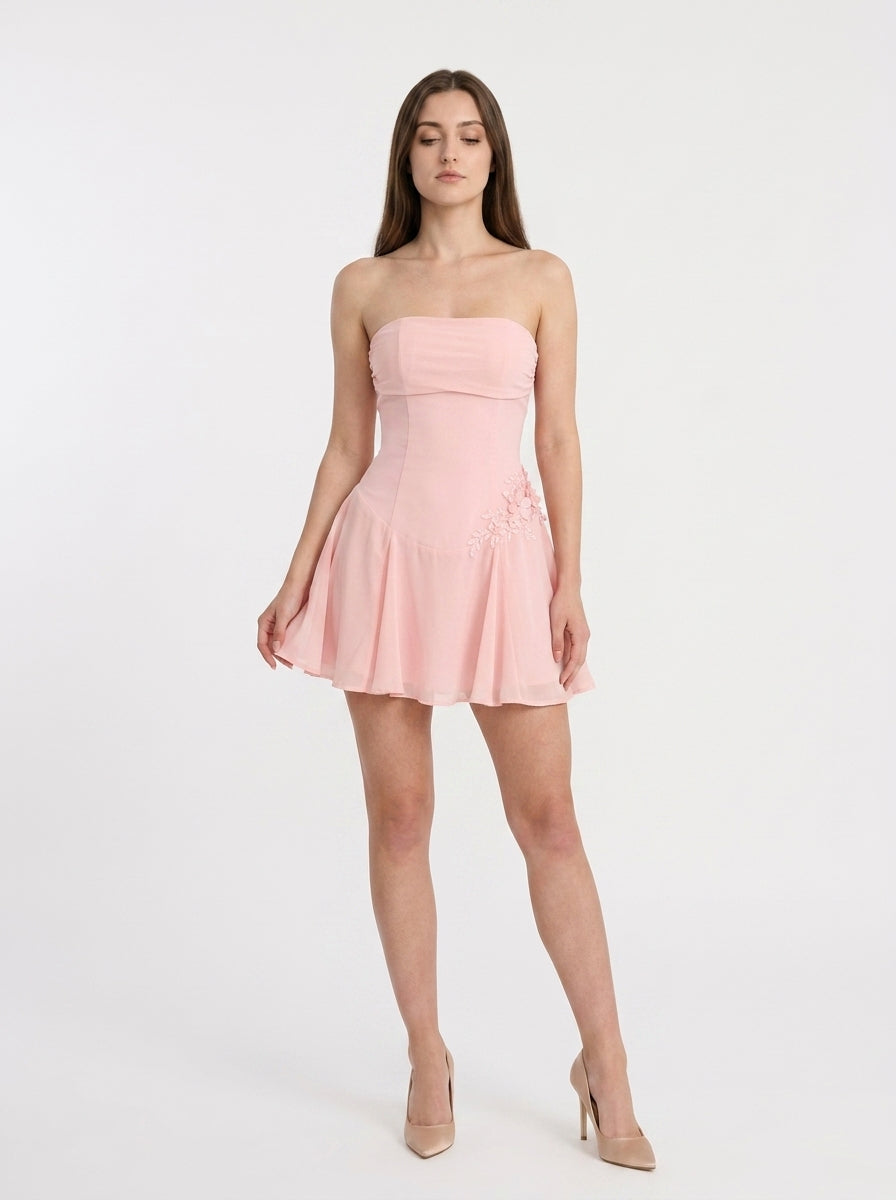 Charming Chiffon A-Line Strapless Sweetheart Sleeveless Zipper Back Short Homecoming Dresses