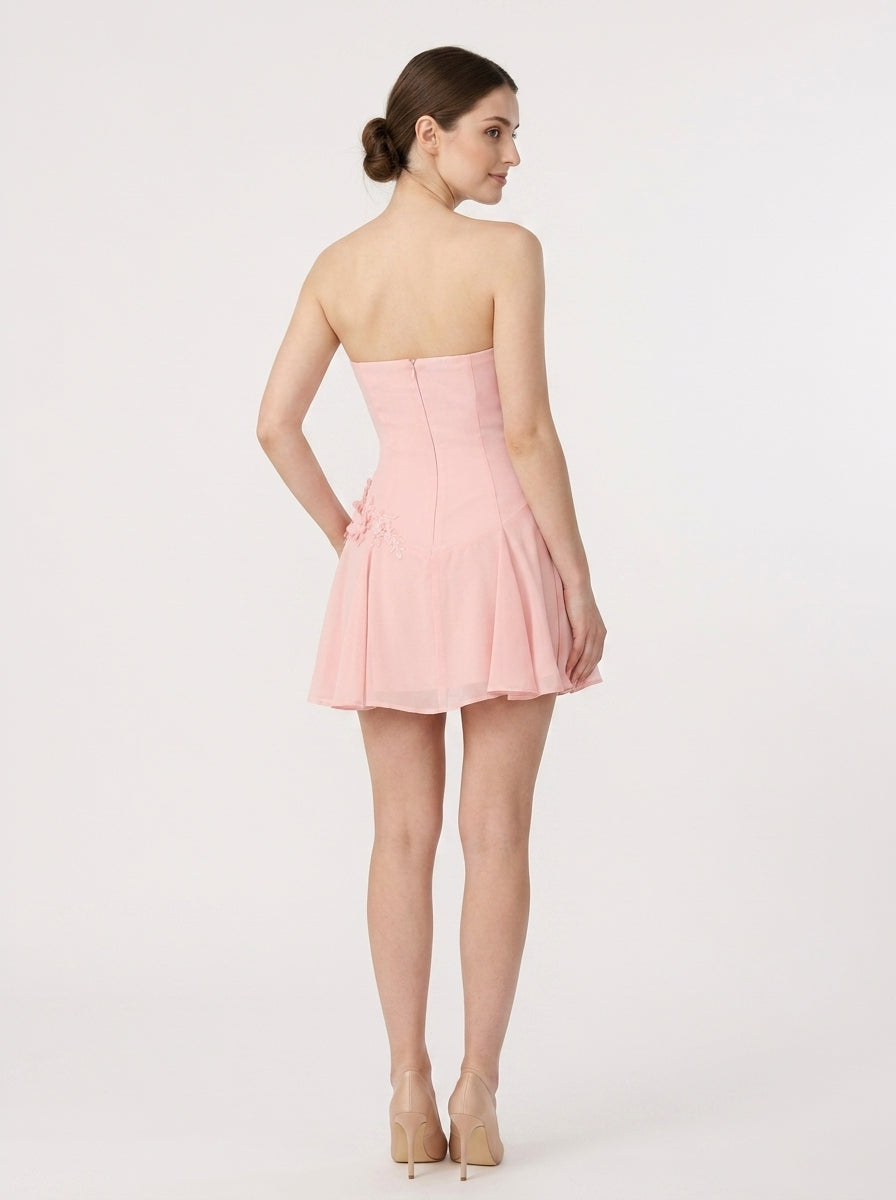 Charming Chiffon A-Line Strapless Sweetheart Sleeveless Zipper Back Short Homecoming Dresses