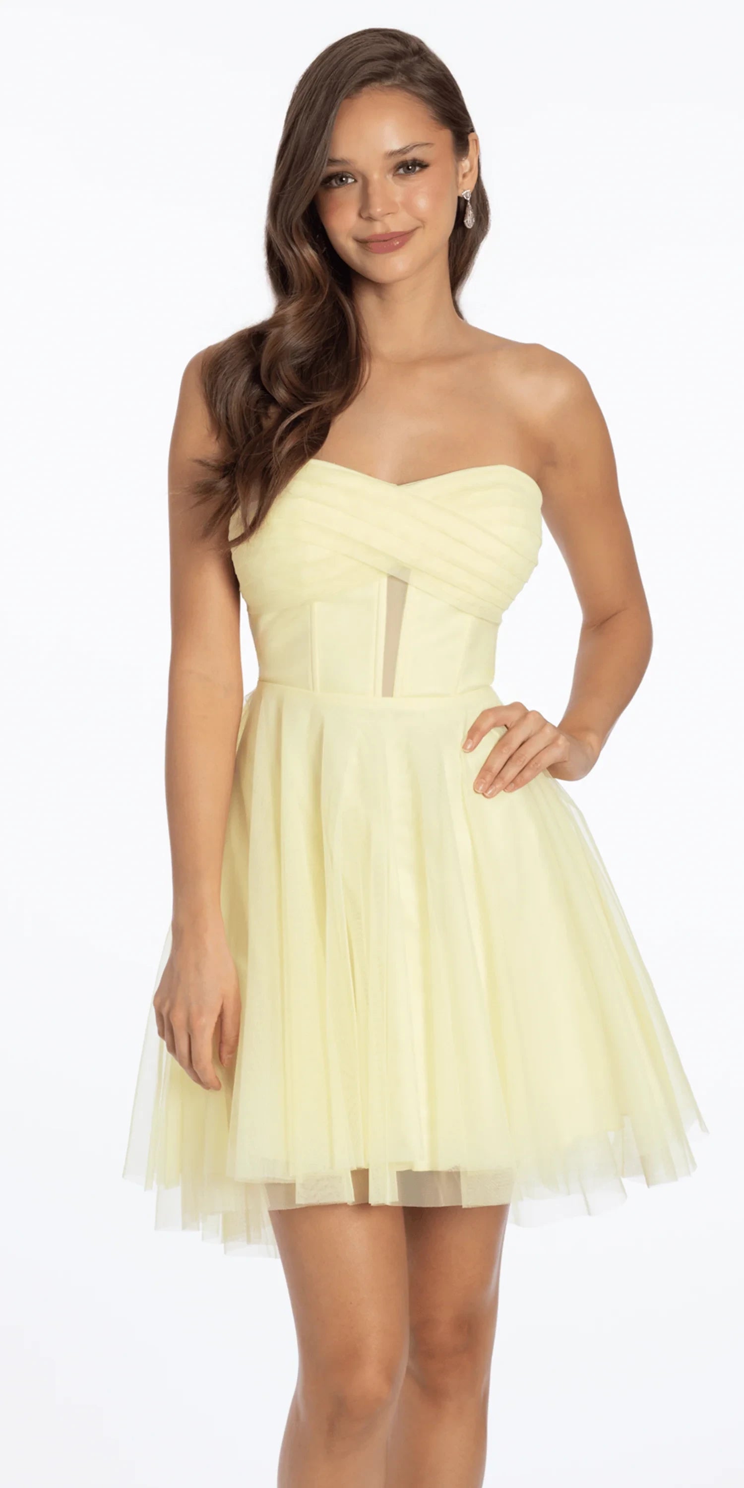 Charming Tulle A-Line Sweetheart Strapless Sleeveless Lace-Up Back Short Homecoming Dresses