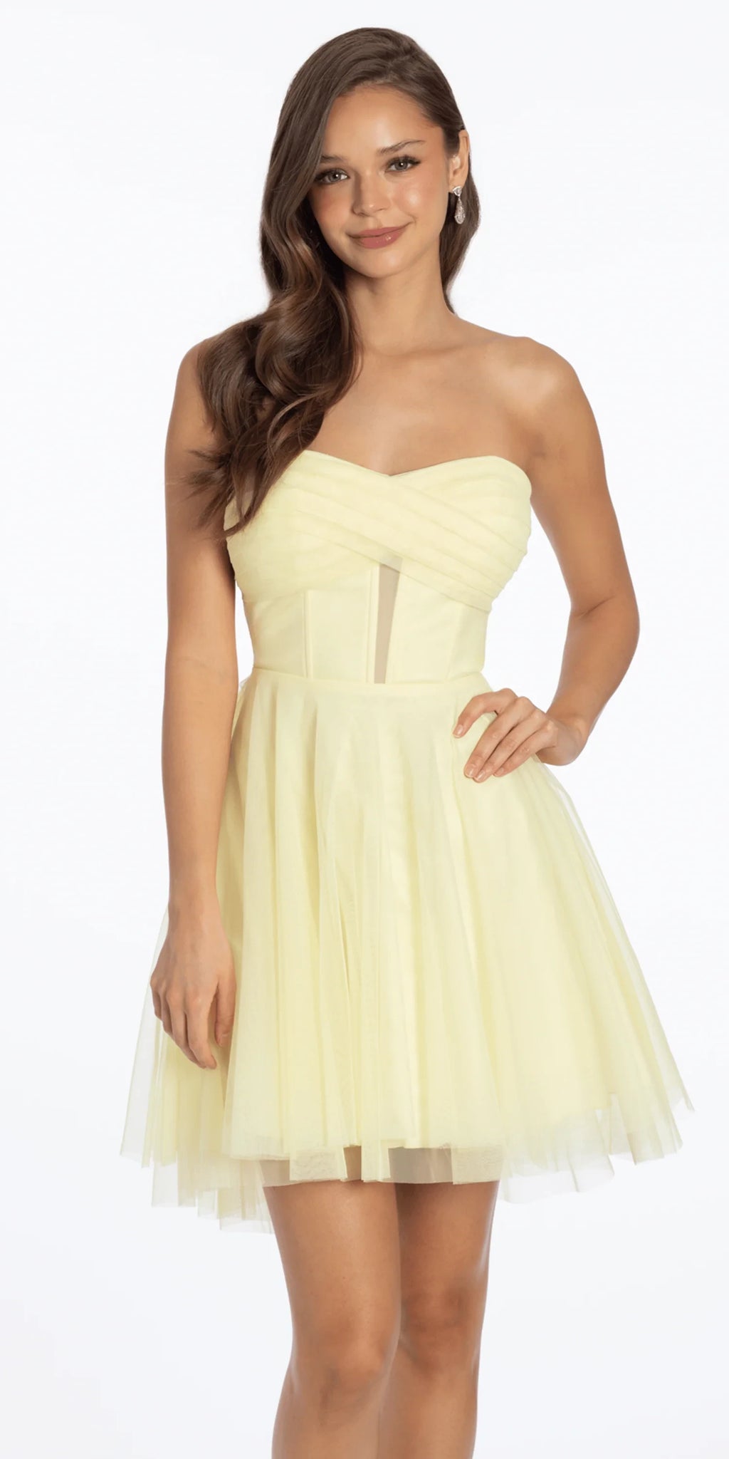 Yellow Tulle Sweetheart A-Line Short Dress
