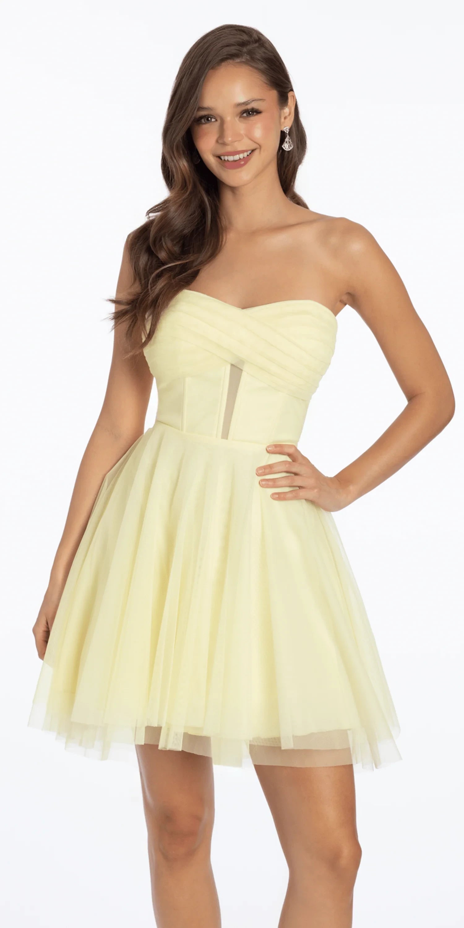 Charming Tulle A-Line Sweetheart Strapless Sleeveless Lace-Up Back Short Homecoming Dresses