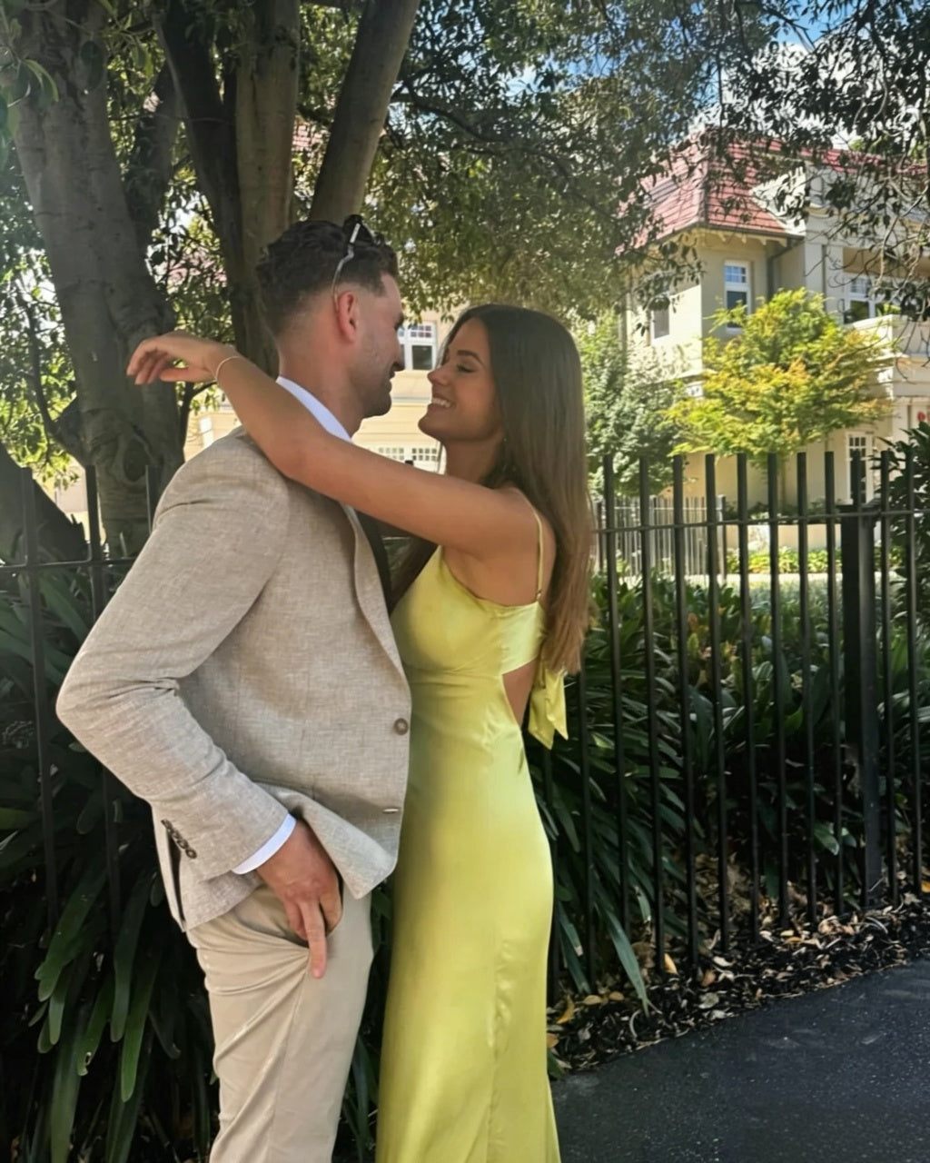 Chic Lime Green Satin Slip V-Neck Spaghetti Strap Open-Back Bow Floor-Length Evening Dress
