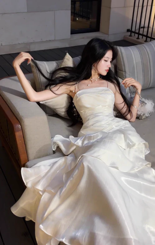 Chic Mermaid Spaghetti Straps Straight Neck Zipper Back Floor-Length Evening Dress