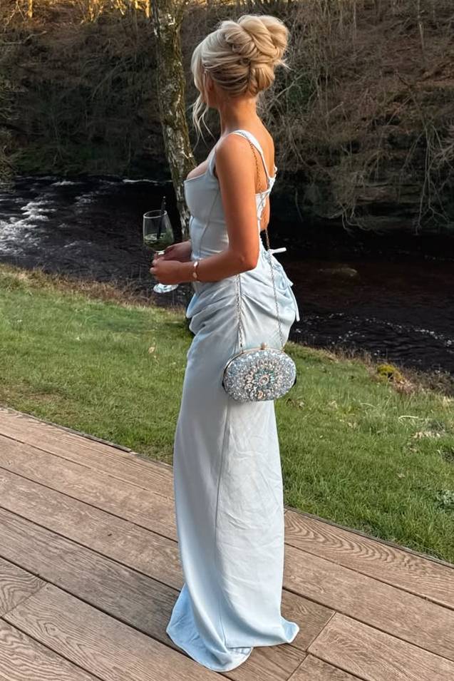 Chic Mermaid Square Neck Sleeveless Corset Lace-Up Floor Length Evening Dress
