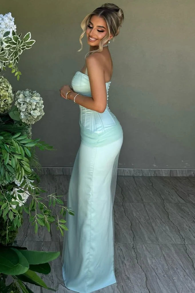 Chic Mermaid Sweetheart Halter Sleeveless Corset Lace-Up Back Floor Length Evening Dress