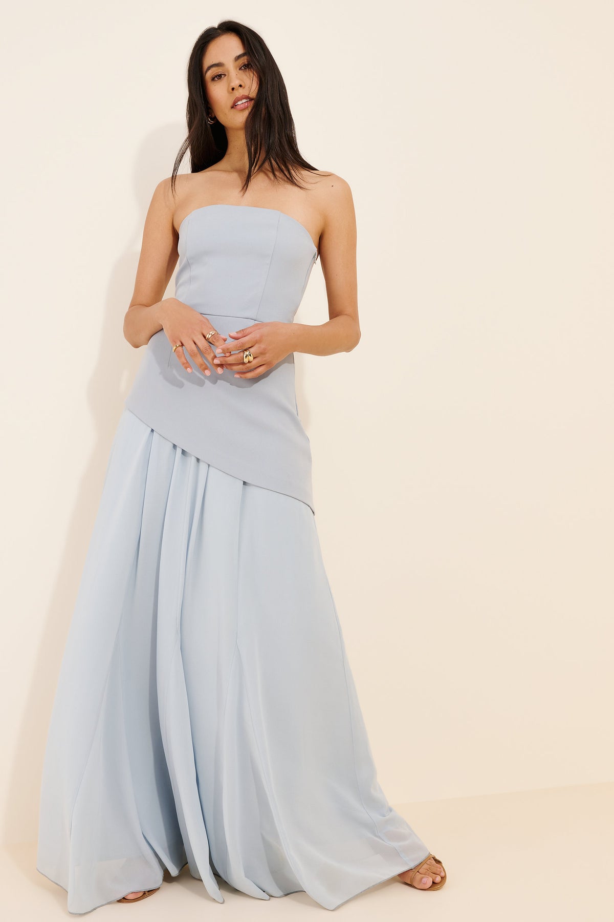 Dusty Blue Chiffon A-Line Floor-Length Bridesmaid Dress