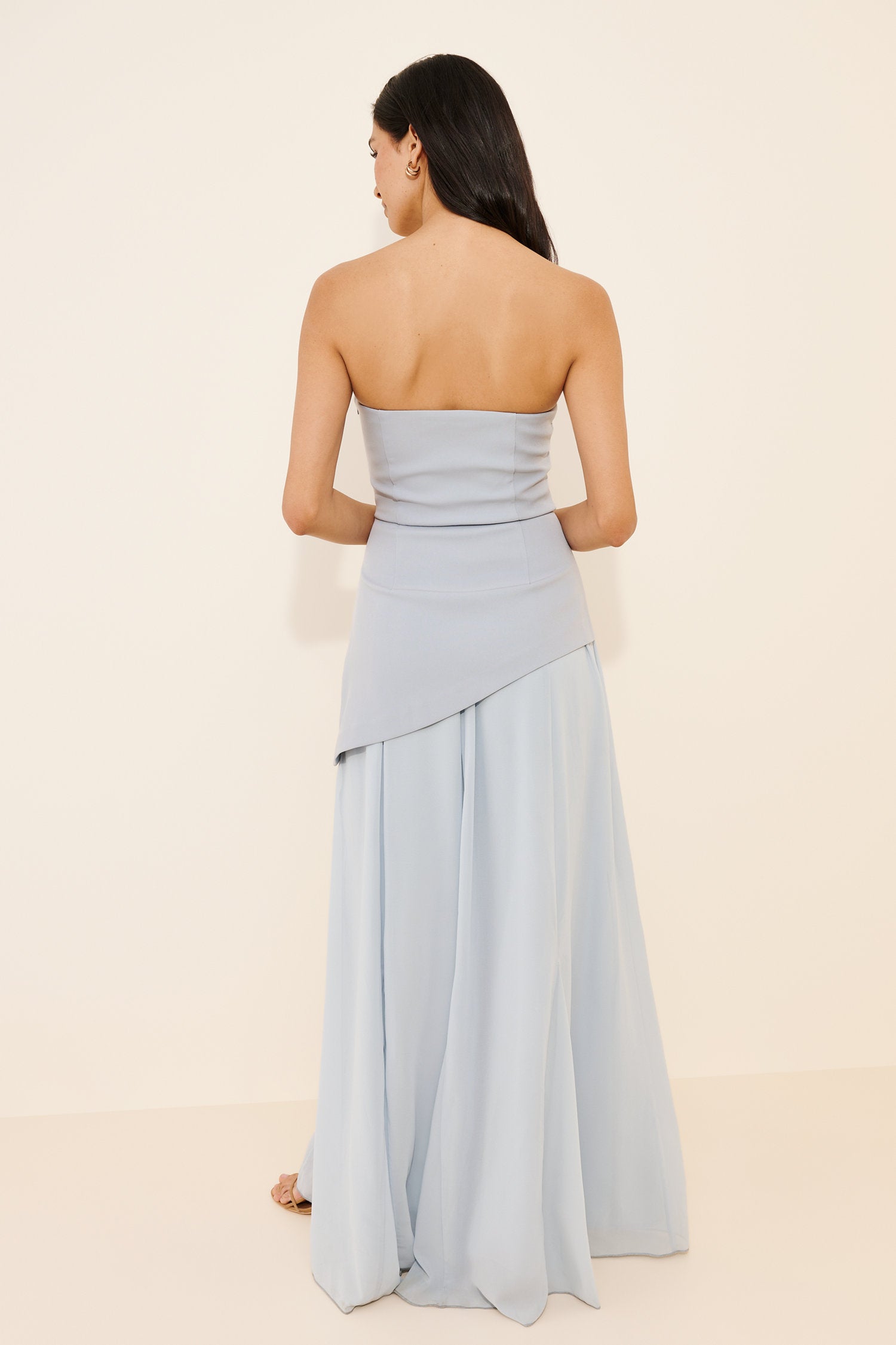Chic Chiffon A-Line Strapless Sleeveless Open Back Floor-Length Evening Dresses