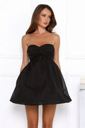Black Chiffon A-Line Short Dress with Ruched Bodice & Sweetheart Neckline for Homecoming & Birthday Parties