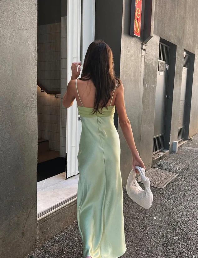 Chic Mermaid V-Neck Spaghetti Strap Open Back High Slit Floor Length Evening Dress