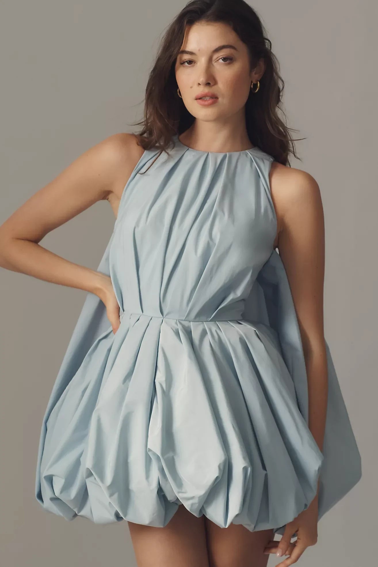 Chic Satin A-Line High Neck Sleeveless Zipper Back Mini Length Homecoming Dresses