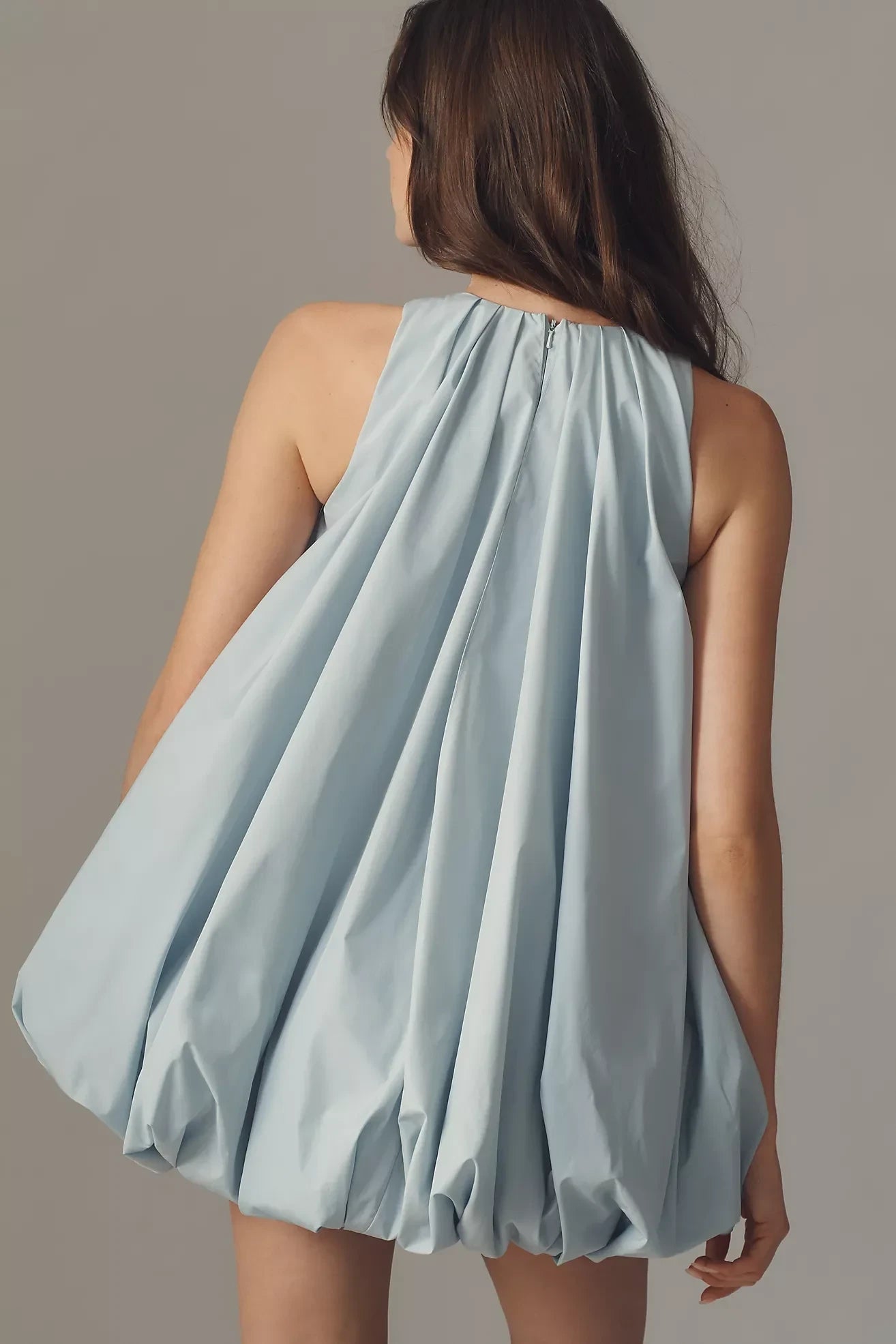 Chic Satin A-Line High Neck Sleeveless Zipper Back Mini Length Homecoming Dresses