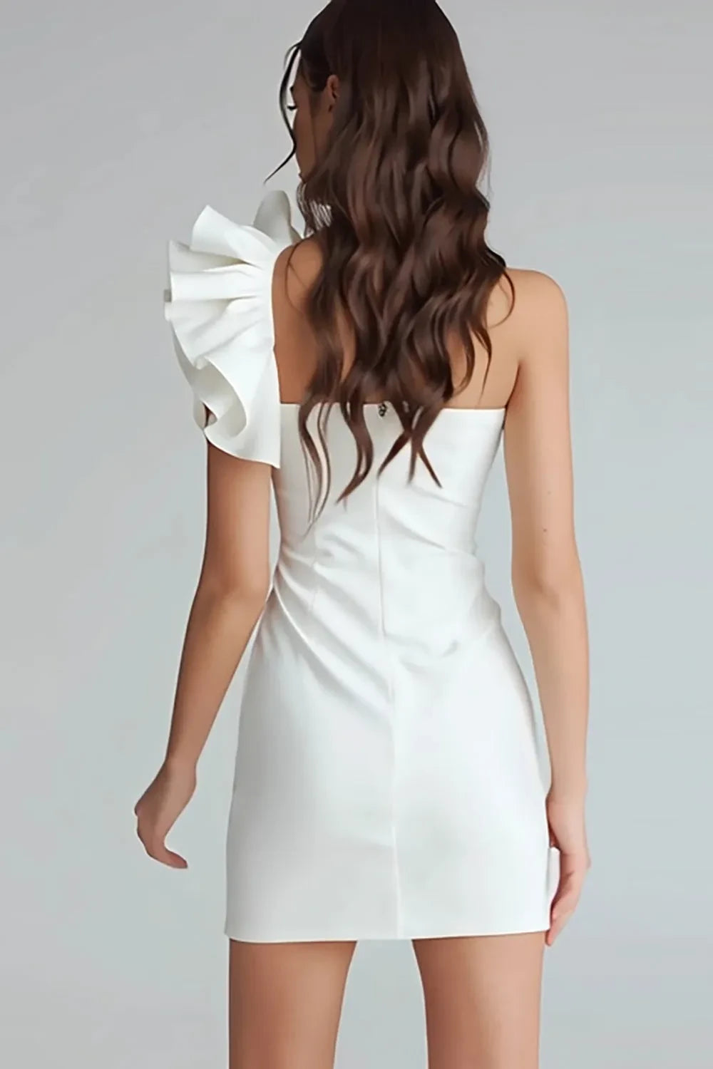 Chic Satin Sheath One-Shoulder Sleeveless Zipper Back Mini Homecoming Dresses