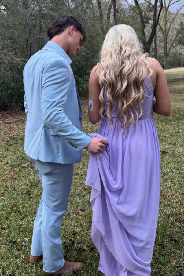 Chiffon Halter Prom Dress with Ruched Bodice, Open Back and Flowing Skirt